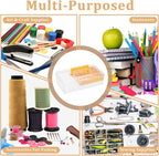 JUXYES Plastic Carry Storage Box with Removable Dividers, Clear Art Craft Supply Storage Bin Sewing Box With Handle Lid, 2 Layers Stationery Storage Case for School/Office Supplies