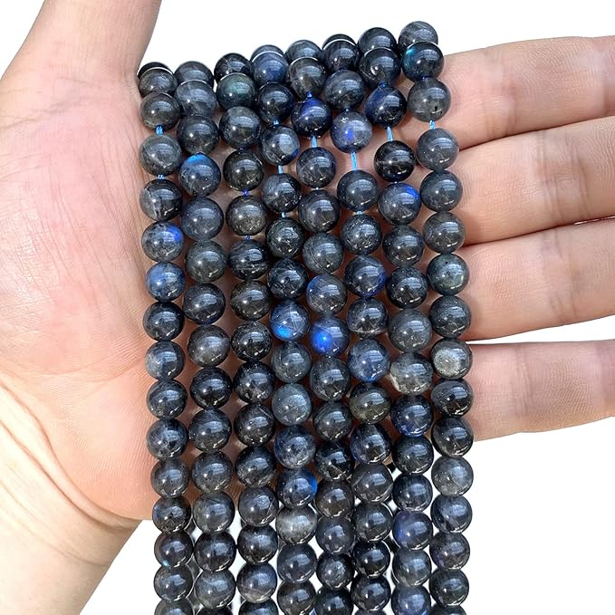 8MM 45PCS Natural Labradorite Gemstone Crystal Spacer Loose Beads for Jewelry Making DIY Bracelet 15 Inches 1 Strand A Grade