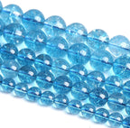 4mm 86PCS Blue Crystal Crackle Quartz Stone Spacer Round Loose Beads for Jewelry Making DIY Bracelet 15 inches Strand