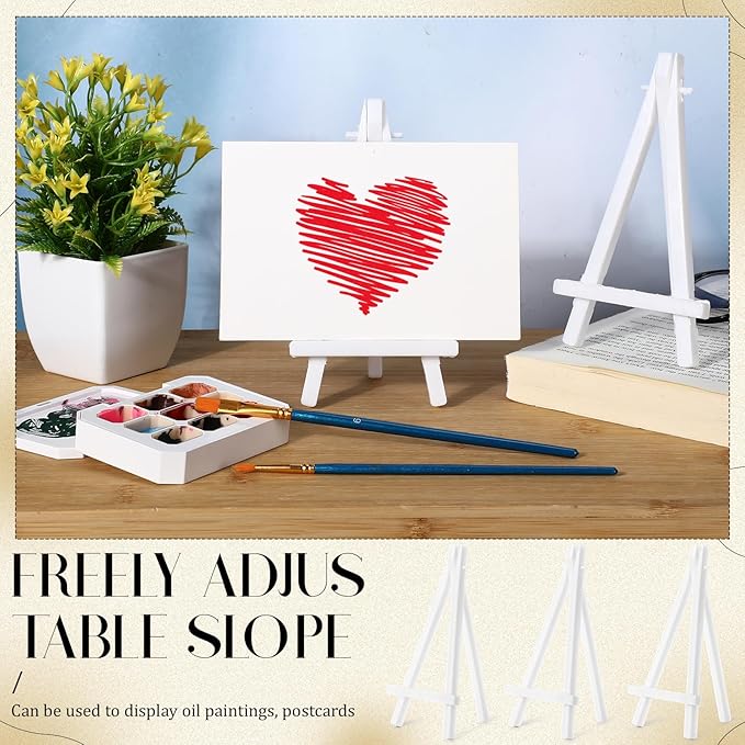 100 Pcs 6 Inch Mini Plastic Easel Stands Bulk White Art Easel Tripod Tabletop Holder for Painting Sign and Card Photo Display Canvas Craft Wedding