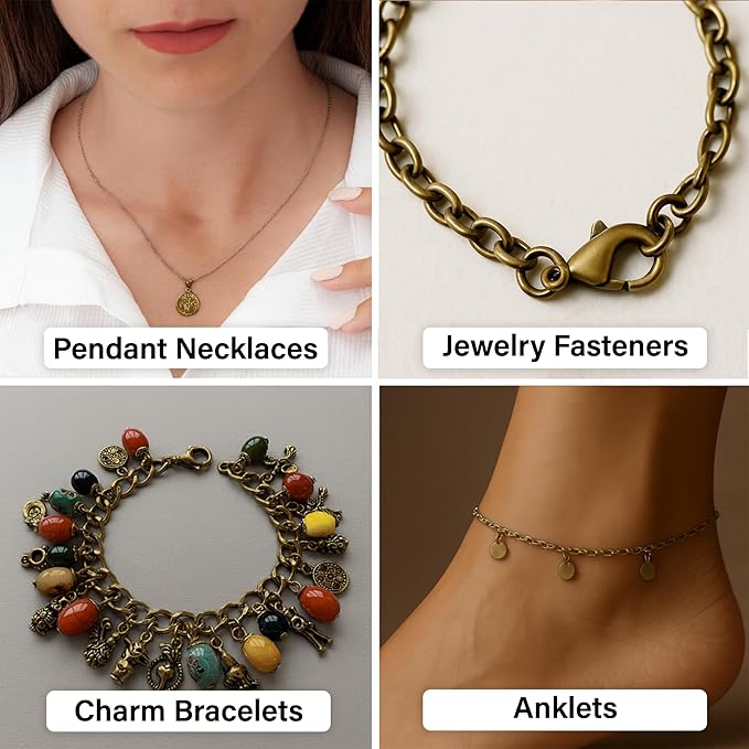 Mandala Crafts 22mm Antique Brass Metal Lobster Clasps for Jewelry Making - 50 Lobster Claw Clasps with Jump Rings Jewelry Findings Kit for Necklaces Bracelets Charms Fasteners