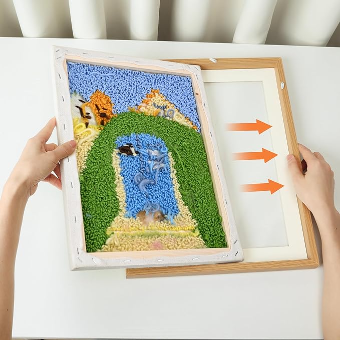 clberni Punch Needle Kit, Punch Needle Embroidery kit, Needlepoint Kits for Adults, Matching 12x16 inches Photo Frame Hanging on Wall as Home Decor