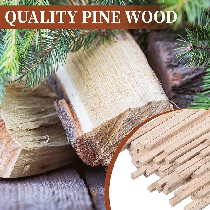 1/4" x 12" 50PCS Square Wooden Dowel Rods Small Wood Square Dowel Unfinished Bamboo Craft Hardwood Sticks Wooden Strips for Arts and DIYers, DIY Projects Home Decor Woodworking