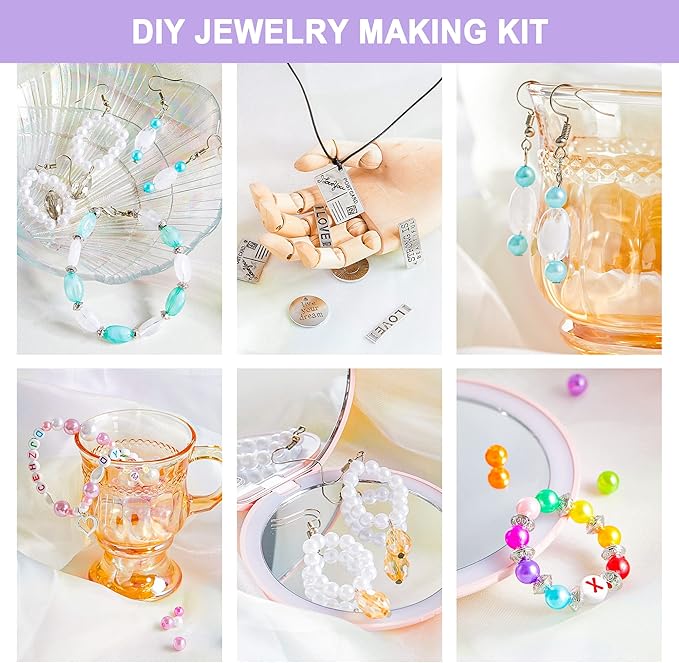 Jewelry Making Kit, 1960 pcs, Supplies Includes Beads, Instructions, Findings, Wire for Bracelet, Necklace, Earrings Making Kit for Adults by Inscraft