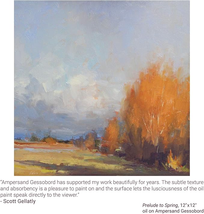 Ampersand Art Supply Gesso Wood Painting Panel: Museum Series Gessobord, 11" x 14", 1/8" Flat Profile