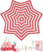Katech Crochet Kit for Beginners, Learn to Crochet Granny Square Star Blanket Kits w/Step-by-Step Video Tutorials-Complete Beginner Crocheting Kit for Adults Kids-Easy Knitting Kit w/Enough Soft Yarn