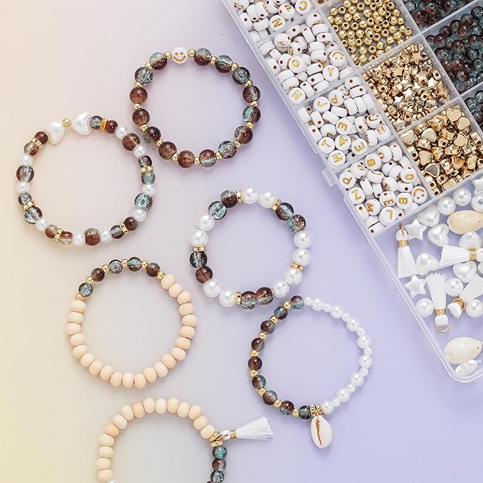 Xylise 6mm/8mm Crackle Glass Beads Bracelet Making Kit Crystal Glass Beads Jewelry Making Kit, Friendship Bracelet kit for DIY Crafts Gifts