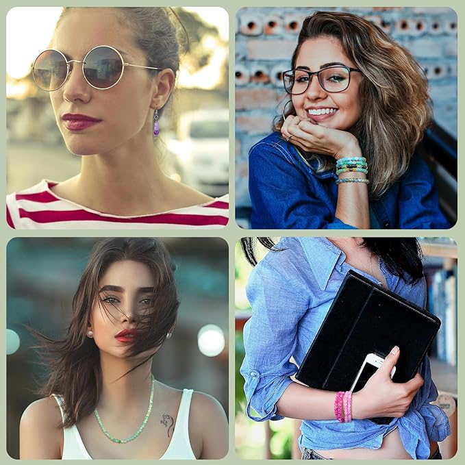 Funtopia 3524pcs Glass Beads Bracelet Making Kit, 4 Types 96 Colors 6mm Glass Beads for Bracelets, Round Crystal Beads for Jewelry Making Necklace Earrings DIY Crafts