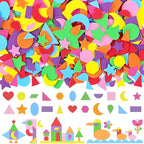 1808Pcs Foam Stickers,Foam Shape Stickers Self Adhesive,Colorful Star Heart Circle Sticker for Kids Crafts Large Small Geometric Sticker for Preschool Classroom Scrapbook Supplies(16,Multicolor)