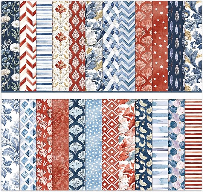 Scrapbook Paper 12x12, 24 Sheets 24 Designs Double-Sided Patterned Decorative Craft Paper for Junk Journals Greeting Cards Photo Album Decoration