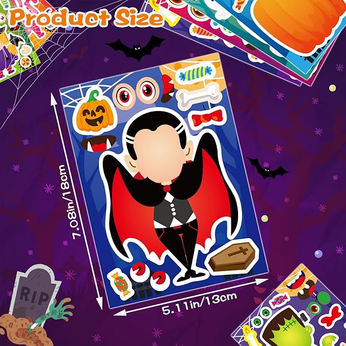 36 Sheets Halloween Stickers for Kids, Make Your Own Halloween Character Mix and Match Stickers Vampires Witches Mummies Zombies Ghosts Sticker, Halloween Party Party Supplies Favors