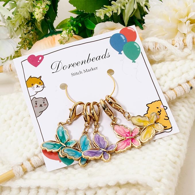 DoreenBeads Stitch Markers for Crocheting and Knitting, Alloy Enamel Crochet Marker Crochet Gifts for Knitting Weaving Sewing Accessories Quilting Jewelry Making