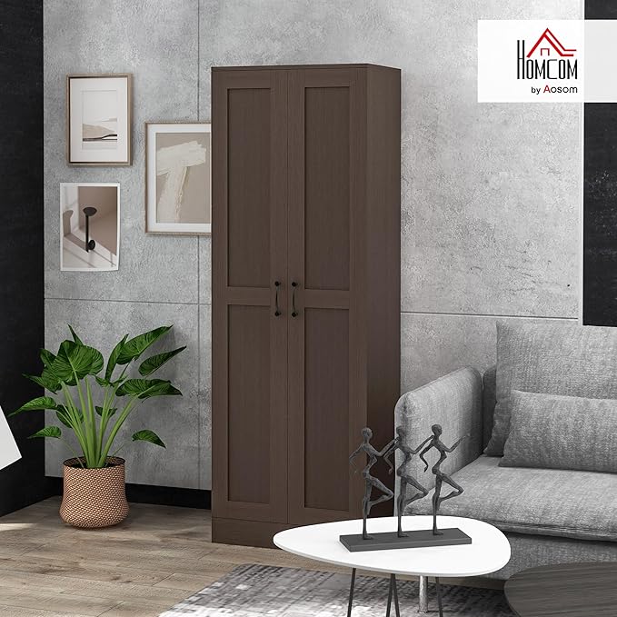 HOMCOM 69" Tall Storage Cabinet with Movable Storage Shelves, Modern Style Pantry Cabinet with Soft Close Doors, Coffee