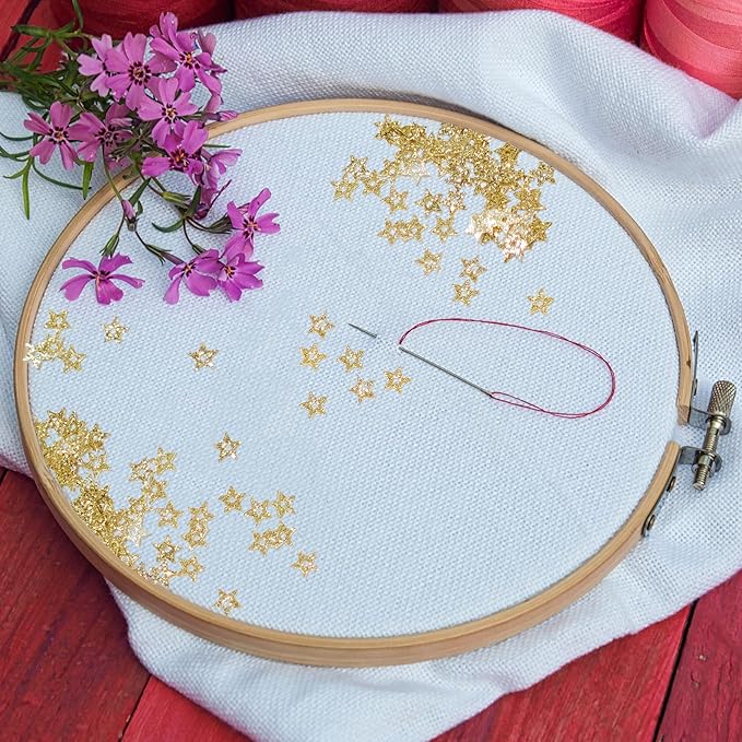 10 Grams 5mm/0.2" Glitter Gold Tiny Star Sew on Sequins Mini Hollow Star Sequins Embroidery Small Sequin with Holes DIY Loose Sequin for Sewing Dolls Jewelry Making Crafts