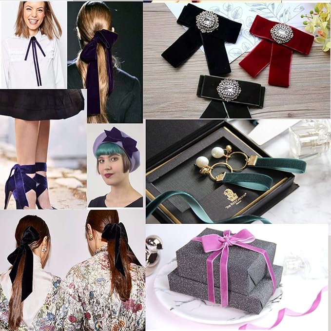 Dk Green Velvet Ribbon Single Sided,3/8 Inch X 25Yards Spool