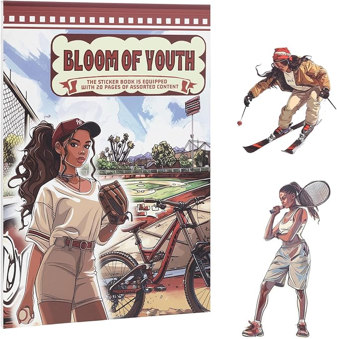 Dizdkizd Sport Themed Scrapbooking Journaling Stickers for Adults, 196 Die-Cut PET and Paper Sticker Book for Bullet Journal, Collage, Colored Girls Fitness Planner Stickers Kit