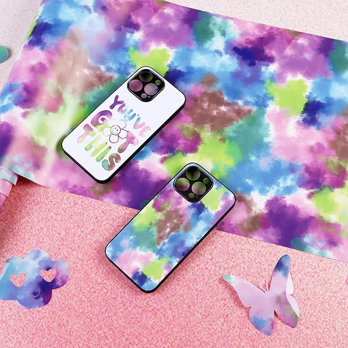 Tie Dye Permanent Vinyl Roll- 12'' x 8ft Purple Clouds Permanent Adhesive Vinyl for Mugs Decors Self Adhesive Sticker