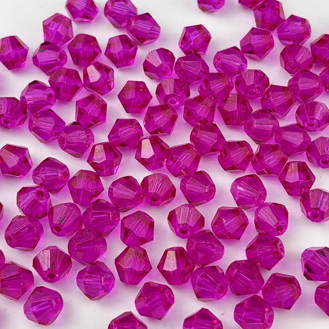 200pcs 6mm Bicone Glass Crystal Beads for Jewelry Making, Faceted Bicone Glass Spacer Beads for Bracelet Earring Necklace DIY Craft(Rose Red)