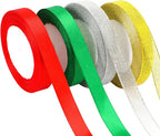 Christmas Ribbon, DECYOOL 4 Rolls 100 Yards Holiday Ribbons for Gift Wrapping (1.5cm Wide, Red & Green & Gold & Silver)