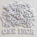 1 inch Iron on Letter Patches 78 Pieces, A-Z Embroidered Alphabet Patches for Clothing Jackets Hats Backpacks Jeans White