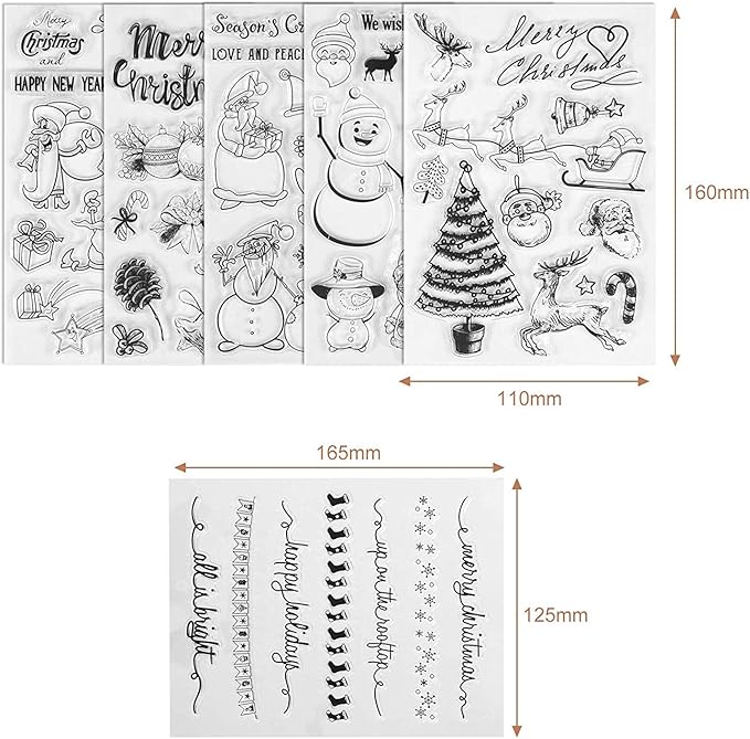 Kesoto 6 Pieces Christmas Theme Clear Stamps Scrapbooking Album Paper Cards Making Decoration