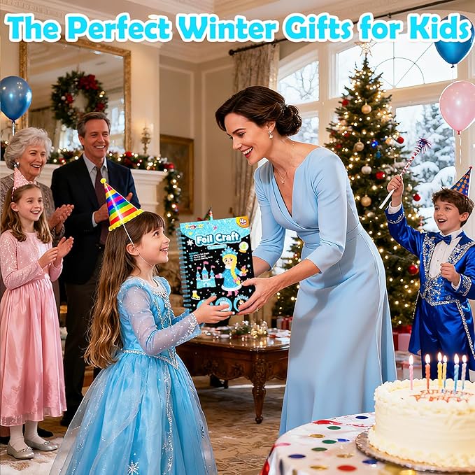 FUNNYB&G Foil Art Craft for Kids - Christmas Crafts Gift Party Favors Stocking Stuffers for Kids Fun Art Supplies Creative Birthday Gift Travel Toys for Girls Boys 4 5 6 7 8 9 Years Old (Winter)
