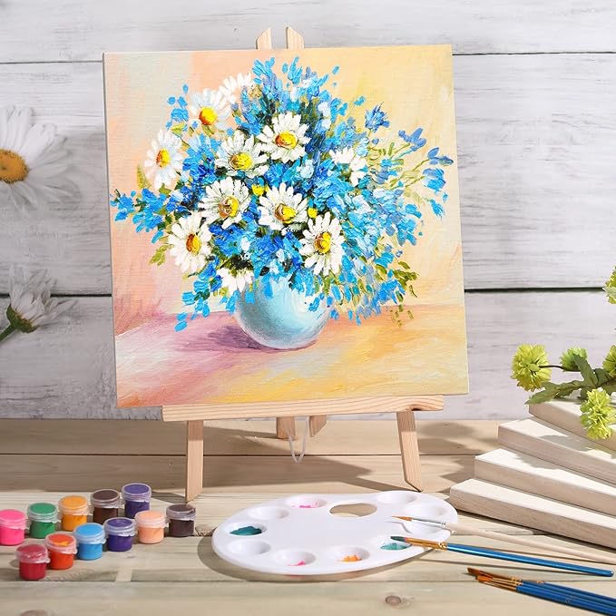 Wood Canvas Boards Unfinished Wooden Panel Boards Paint Pouring Panels for Painting Drawing Home Decor(8 Pieces,12 x 12 x 0.8 Inches)