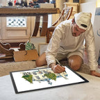 A2 Light Pad Super Thin 7mm Portable Stepless Dimmable Brightness Large Light Box Copy Board for Diamond Painting Weeding Vinyl with 2 Multi-Functional Clips 12V 2A Adapter (23.7''x15.8'')