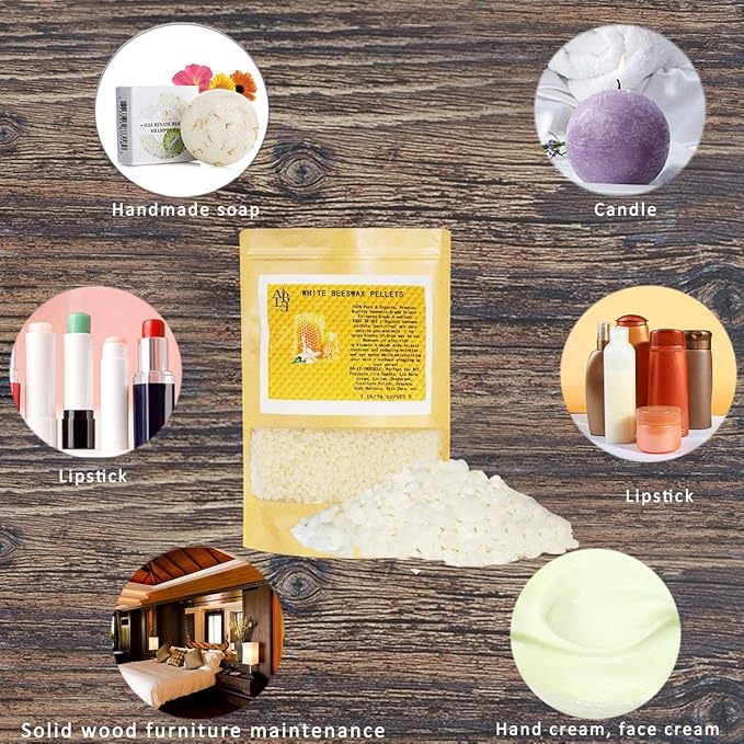 White Beeswax Pellets 10 lb 100% Pure and Natural Triple Filtered for Skin, Face, Body and Hair Care DIY Creams, Lotions, Lip Balm and Soap Making Supplies