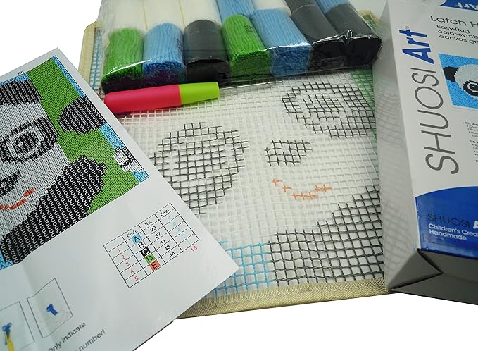 Latch Hook Rugs Kits for Kids Adults Beginners, Dinosaur Owl Smile Star Sunflower Dog Panda Small Large DIY Latch Hook Rug Making Kit for Girls and Boys