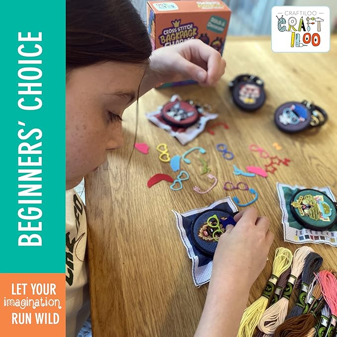 CRAFTILOO Dogs Cross Stitch Kits for Beginners. 5 Stamped Cross Stitch Kits for Kids.Needlepoint Kits for Beginners. Embroidery Kit for Kids. Crossstitch Kit for Beginners. (Dogs)