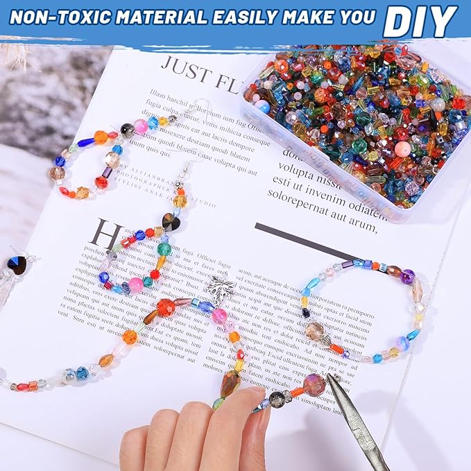 Assorted Glass Crystal Beads for Jewelry Making,DIY Lamp Work, Glass Spacer Beads Colorful Clear Electroplated Color Crystal Beads, Colorful Assortment Bulk Mix, Half Pound