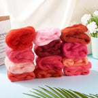 FASHEWELRY 2.1 OZ Needle Felting Wool Roving Set Pink Theme Nature Wool Roving 12 Colors Wool Felting Supplies for Needle Felting Wet Felting DIY Hand Spinning