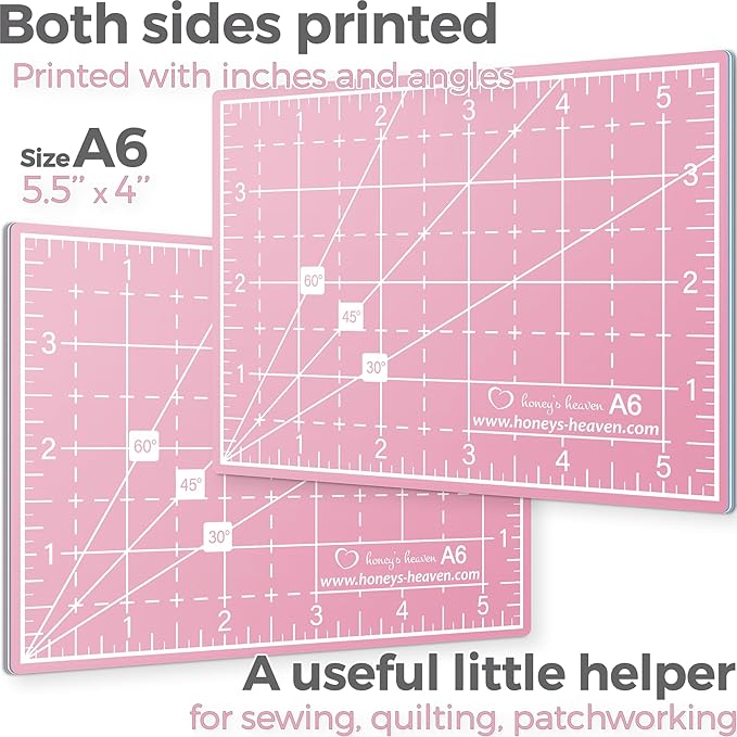 Rotary Cutter Set - Quilting Kit incl. 45mm Fabric Cutter, 5 Replacement Blades, A6 Cutting Mat and Craft Clips - Ideal for Crafting, Sewing, Patchworking, Crochet & Knitting (Pink, A6)