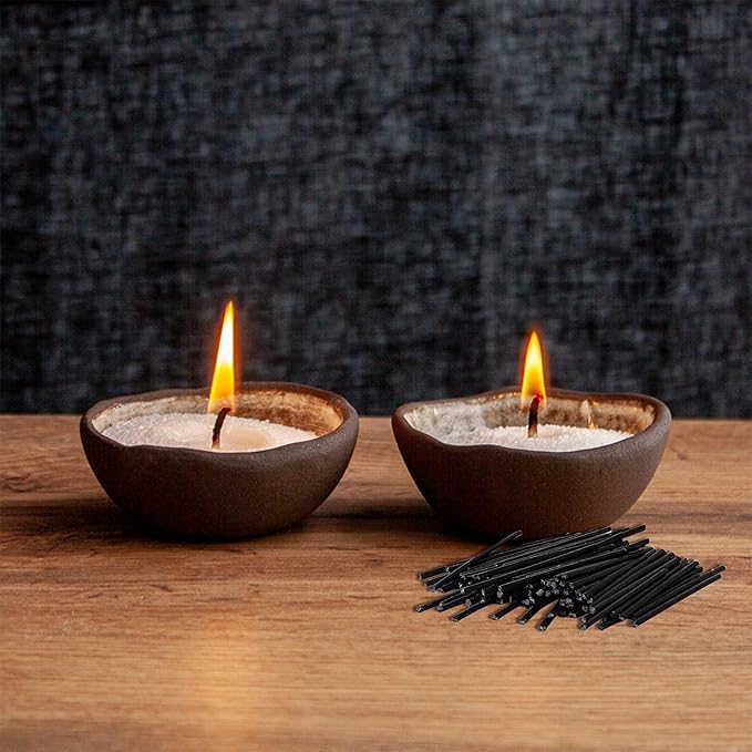 2" Black Cotton Candle Wicks 400 Pack – Metal-Free & Lead-Free for Pearled Candles Sand Wax Extra Refill, DIY Candle Making