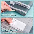 Pendancy Mesh Zipper Pouch A3 Size, Large Double Pocket Lightweight Nylon Transparent File Bag with Handle, 13x17 in Foldable Document Storage for Puzzle Project/Cross Stitch/Travel/Office (White)