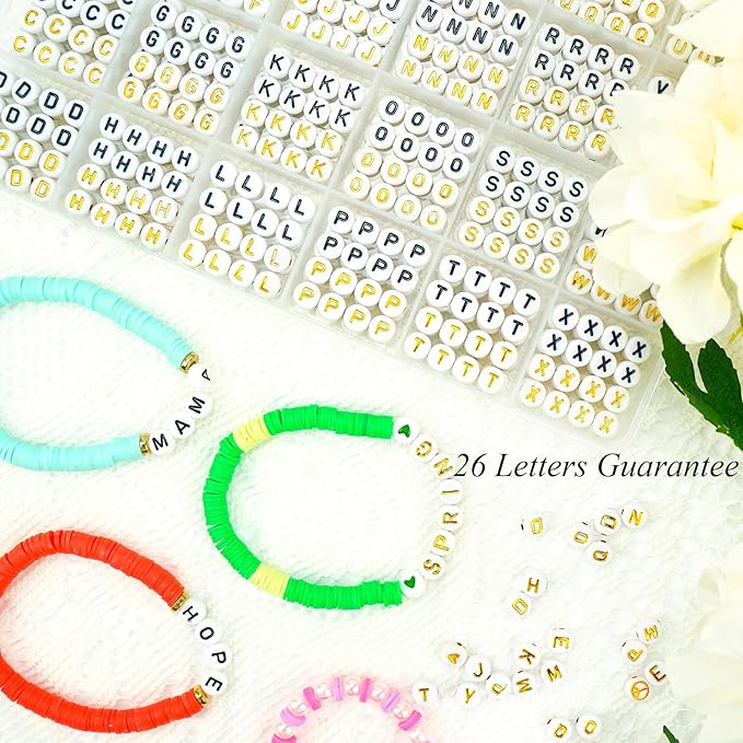Paodey Friendship Bracelet Making Kit - 96 Colors, 900pcs Letter and Number Beads, Gold & Silver Charms and Clay Beads