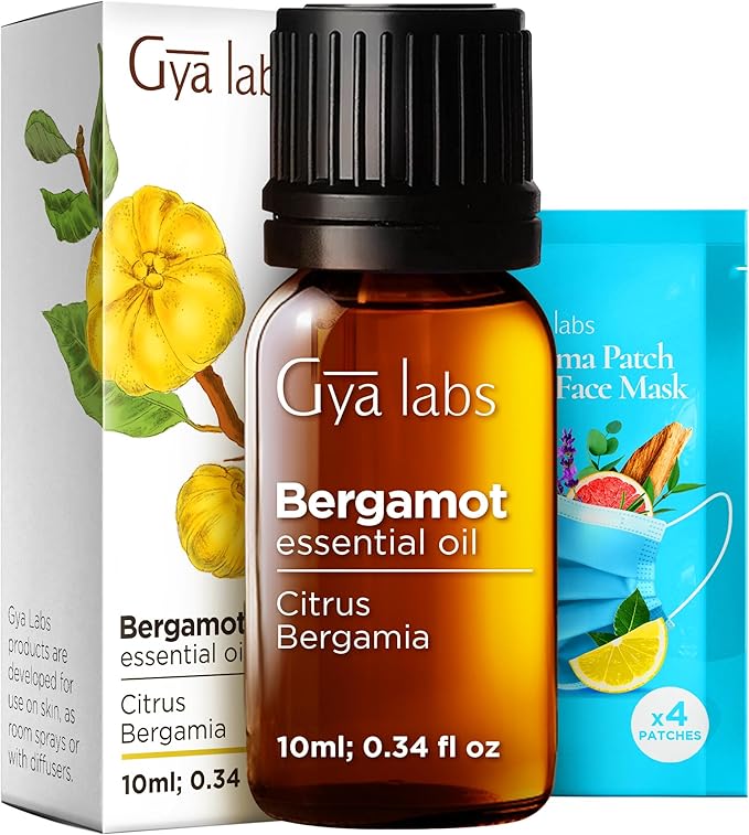 Gya Labs Bergamot Essential Oil - 0.34 Fl Oz - for Hair, Skin, Diffuser, Aromatherapy & DIY Candle Making Scent
