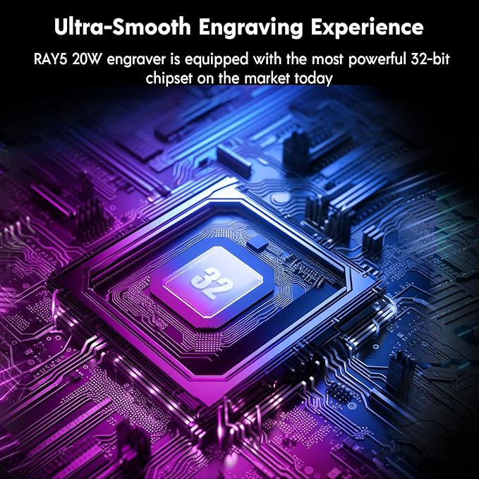 Longer RAY5 Upgraded 20000mW Laser Engraver Machine Bundle with Air Assist Kit, Exclusive 3.5" Touch Screen for DIY, Cutting Tool for Metal Coloring, Acrylic, Wood, Glass, Leather Class 4.