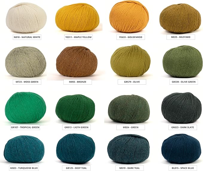 100% Baby Alpaca Yarn for Knitting & Crocheting - Set of 2 Skeins of Premium Yarn DK - Lightweight, Hypoallergenic & Thermal Peru Made - Ideal for Delicate Projects (M723 - Moss Green)
