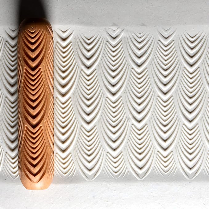 MKM Pottery Tools Wood Big Hand Rollers for Clay (BHR-62 Peacock Nouveau)