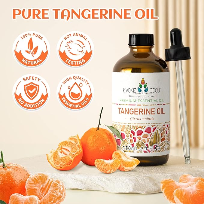 EVOKE OCCU Tangerine Essential Oil for Diffuser Fragrance DIY Candle Soap Making - 4 FL Oz