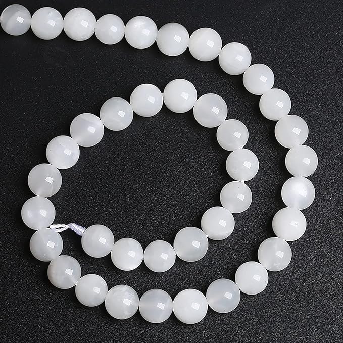 6MM 60PCS Natural White Moonstone Gemstone AAA Grade Crystal Spacer Loose Beads for Jewelry Making DIY Bracelet 15 Inches 1 Strand
