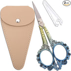 Sewing Sharp Embroidery Threading Scissors with Cover for Craft Art work Needlework Yarn Fabric Precision Detail Paper Cutting Tools, 4.5in Blue Shears