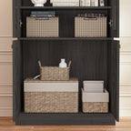 Vyre 71" Tall Farmhouse Bookshelves with Glass Doors, Set of 3 – Large Modular Bookcase with Adjustable Shelves, Storage Cabinet for Living Room, Kitchen, Home Office, Black