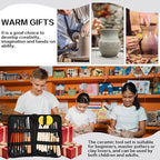 17Pcs Clay Sculpting Tools, Basic Clay Tools Kit, Polymer Clay Tools with Wooden Handles & Tool Bag, Practical Air Dry Clay Tools for Dotting, Carving, Molding, Pottery Kit for Adults Kids