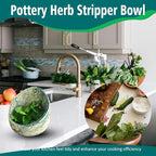 Pottery Herb Stripper Bowl, Ceramic Herb Peeling Bowl, Handmade Herb Stripper Tool Different Round Hole Sizes Suitable for The Leafy Assembly