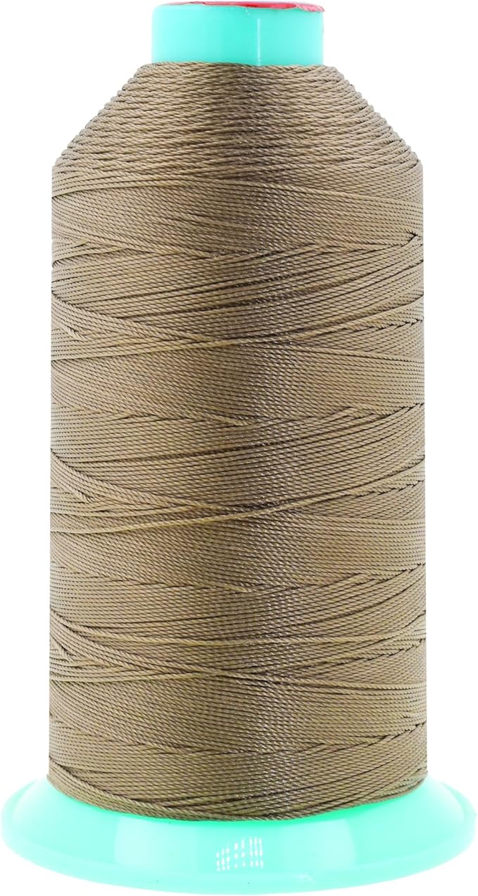 Mandala Crafts Bonded Nylon Thread Dark Beige Heavy Duty Sewing Threads - 800 YDs Size 207 630D T210 Tex 210 Thread for Leather Jeans Weaving Outdoor Marine Upholstery Threads