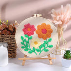 JSRQT Punch Needle Embroidery Starter Kit Floral Leaf Beginner Rug Hooking Kit with Embroidery Hoops Instructions Handcraft Punch Needle Kit for Adults Rug-Punch & Pinch Needle Cross Stitch Kits Craft