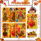 Turkey Stickers 24 PCS Thanksgiving Stickers for Kids, Make Your Own Turkey Sticker Sheets for Thanksgiving Party Favors DIY Crafts Sticker Classroom Teacher Reward